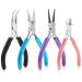 Anezus 4Pcs Jewelry Pliers Tool Set Includes Needle Round Wire Cutters and Bent Nose Pliers for Jewelry Beading Repair Making Supplies