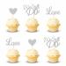 Arthsdite 24Pcs We Still Do Cupcake Toppers Glitter Love Heart Marriage Anniversary Cupcake Picks Bridal Shower Wedding Engagement Birthday Cake Decorations Supplies - Silver Glitter Silver Cupcake Toppers