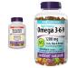 Webber Naturals Glucosamine Chondroitin Triple Strength 90 Tablets & Omega 3-6-9 1 200 mg Fish Oil 180 Clear Enteric No Fishy Aftertaste Softgels Supports Cardiovascular Health and Brain Function
