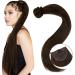 Easyouth real hair extensions brown hair extension ponytail real hair remy braid extensions darkest brown 18 inch 80g #2 45 cm 1-27 py #2