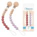 Smlpuame Pacifier Clip for Baby Boys Girls Wood Pacifier Holde Neutral Binky Clips for Baby Gift 2 Pack(Purple & Mute Red)