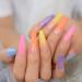 Colorful Ombre Rainbow French Coffin False Nails - Long-lasting, Reusable, Summer Shades | L5880 - Buy Online on GoSupps.com