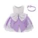 FYMNSI Baby Girl Baptism Christening Dress Bowknot Lace Floral Embroidery Formal Party Birthday Pageant Wedding Bridesmaid Tutu Princess Christmas Evening Gown with Headband Outfit for 6-24 Months 12-18 Months Violet