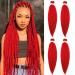 SOKU Red Braiding Hair Pre Stretched 24 Long Red Braiding Hair 4 Packs Synthetic Fiber Crochet Twist Braids Soft Yaki Straight Texture Red(4 Packs)