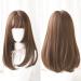Japanese Long Straight Lace Front Wigs with Air Bangs - 2 Tone Heat-Resistant Synthetic Hair for Cosplay - 20 Inches Honey Pudding Brown - Buy Online on GoSupps.com