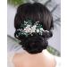 Kercisbeauty Emerald Crystal Hair Comb for Women Vintage Wedding Bridal Hair Accessories Silver Flower Hair Jewelry (Green)
