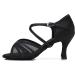 CLEECLI Women's Ballroom Dance Shoes Latin Salsa Cross Strap - Black 3 Inch Heel - Buy Online on GoSupps.com