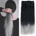 Super Deerlet 7Pcs Clip-In Hair Extensions - 24 Inch Silky Synthetic Straight Hairpieces in S-Nature Schwarz to Silver Gray - Full Head Double Weft - Buy Online on GoSupps.com