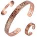 Cigmag Copper Magnetic Bracelet for Women 99% Solid Pure Copper Adjustable Brazaletes Cuff Bangle with Gift Box (Copper Flower) Copper Plum