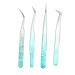 4PC Eyelash Extension Tweezers Set - Straight & Curved for Professionals & Home Use - Light Nail Art Tools - Buy Online on GoSupps.com