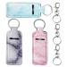 Pengxiaomei 3 Pcs Marble Chapsticks Holder for Lipstick Lip Balm Gloss Holder Valentine's Day Small Gift for Women Stocking Stuffers(Pink Blue Grey)