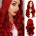 Red Wigs for Women Long Curly Wavy Ladies Fancy Dress Wig Synthetic Hair Wigs Heat Resistant Full Wig Cosplay Halloween (Red) L205-Red - Buy Online on GoSupps.com