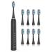 POTICO Sonic Electric Toothbrush for Adult 8 Brush Heads Smart Timer 5 Modes IPX7 Waterproof Power Rechargeable Toothbrush 1 Charge for 90 Days Use (Black)