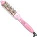 PHOEBE 1.25 Inch Curling Iron Brush Ceramic 1 1/4 Inch Double PTC Heated Hair Curling Comb Tourmaline Ionic Hair Curler Curling Iron Dual Voltage for Traveling On Long Medium Hair - Pink