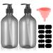 2 pieces 500 ml of shampoo bottles for filling shower gel bottle empty refillable pumping soap donor plastic for lotions shampoos with funnels labels (gray)
