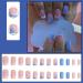 Blue Heart French Style False Nails - 24pcs Medium Square Press on Nails with Glue - Elegant Sweet Fake Nails for Women and Girls - Buy Online on GoSupps.com