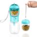 Nepfaivy drinking bottle water bottle dogs for on the go - 350ml run -off dog drinking bottle with 150ml feed container portable dog bottle on the way for small dogs for hiking and traveling 350ml blue