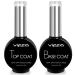 Viffa No Wisch Gel Top Coat and Base Coat 2 PCs 15ml gel nail polish base and top coat nail art design manicure gifts for home improvement and salon.