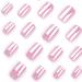 24 Pink Aurora Press-On Nails | Short Angular French Artificial Nails for Women & Girls | Full Cover Acrylic Nail Decorations - Buy Online on GoSupps.com