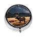 Elk in The Meadowround Pill Box 3 Compartment Round Pill Box Organizer # Portable Travel Pill Box for Traveling.