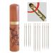 Self-Threading Needles, Needle Threader with Needle case Carving Plum Blossom Pattern, Golden, 12 Pack plum blossom - Side Thread small