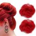 Red Color Hair Bun! iLUU 2pcs/pack Hot Red Synthetic Hair Bun Extensions Messy Hair Scrunchies Wavy Hair Pieces Hair Donut Updo Ponytail Extension Hair Buns for Women #1664 #1664-red