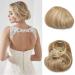 Ombre Hepburn Hair Bun Scrunchie Hair Extension Updo Hairpiece Wavy Bridal Hair Bun Chignons Wig Drawstring Ponytail Hair Extension - Dark Blonde to Bleach Blonde