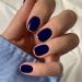 Sethexy Short Square Dark Blue False Nails Glossy Pure Color Collection Press on Nails 24Pcs Full Cover Acrylic Stick on Nails for Women and Girls