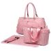 Miss Lulu 4pcs Baby diaper bag baby bag Big diaper diaper bag hospital wrap bag with waterproof wrapping and insulating tasting (pink)