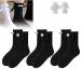 INHLUGLK Couple Holding Hands Socks Funny Magnetic Suction 3D Doll Couple Socks Hand in Hand Socks Friendship Socks Magnet Unisex Funny Couple Holding Hands Sock for Couple (black 3pair)