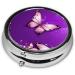 Purple Butterflies Mini Round Pill Box | 3-Compartment Travel Pill Organizer | Portable Medicine Case for Home & Office - Buy Online on GoSupps.com