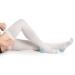 Doc Miller Thigh High Anti Embolism TED Surgical Stockings White Compression Socks for Women - Graduated 15-20mmHg Support Hose for Women & Men Large
