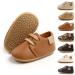Sonsage Infant Baby Boys Girls Oxford Shoes Pu Leather Lace-Up Anti-Slip Trainer Soft Rubber Sole Toddler First Walking Sneakers 12-18 Months A Brown