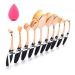 10-part oval make-up brush set Dolovemk toothbrush with a curved face and eye make-up brush professional foundation-circular-liquid-powder-powder-up brush