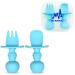 MD Avenue 100 percent Food Grade Toddlers Silicone Utensils Set BPA Free Anti-Choke Baby Spoon and Toddler Fork Combo Infant Spoons Forks First Self Feeding Set (Blue)