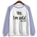oelaio Womens I'm Yes Cold Me 24:7 Printed Funny Sweatshirt Raglan Long Sleeve Crewneck Letters Casual Loose Pullover Top Purple - Buy Online on GoSupps.com