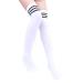 Jier ladies knee socks overknee stockings women long striped socks thigh high high socks girl over knee retro student Knitting sports socks white a 2