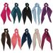 10 Pieces Solid Silky Satin Chiffon Hair Ties with Long Ribbon Bow Tail Hair Scrunchies Ponytail Holders Rubber Bands Hair Accessories for Women Girls