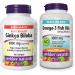 Webber Naturals Ginkgo Biloba 6000 mg 180 Softgels Helps Enhance Cognitive Function and Memory & Omega-3 Fish Oil 1 000 mg 210 Softgels Supports Cardiovascular Health and Brain Function Softgels + SUPPLEMENT 03872