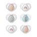 Tommee Tippee Nighttime soother 6-18 months 6 pack of glow in the dark soothers with symmetrical silicone baglet Pink Night