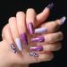 Sethexy Long Purple Ballerina False Nails - Leopard Sparkle Acrylic Nail Tips (24pcs) for Women & Girls - Buy Online on GoSupps.com