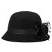 Glamorstar Vintage Felt Cloche Hat Winter Floral Fedora Bucket Hat Bowler Hats One Size Black