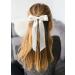 Furling Pompoms Bow Hair Clips - White Satin Ribbon Bows for Women & Girls | Hair Accessories for Party, Wedding, Prom | 2pcs Set - Buy Online on GoSupps.com