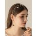JWICOS Star Girl Headband Earrings Set - Gold Princess Wedding Hair Accessories for Women - Handmade Bridal Barrette with Dainty Bead Star Drop Design - Buy Online on GoSupps.com