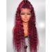 Giannay Burgundy Lace Wig Loose Curly Lace Front Wigs Dark Red Long Water Wave Synthetic Wig with Baby Hair Pre-plucked Hairline Full Wigs for Black Women (26" red curly lace wig) 01 red curly lace wig 26" - Buy Online on GoSupps.com