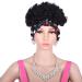 Short Afro Puff Hair Bun Turban 2 In 1 Drawstring Headwrap Synthetic Kinky Curly Updo Wig For Black Women #1B L