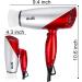 JINRI Foldable Travel Hair Dryer 1875W Dual Voltage Blow Dryer & Foldable Handle Lightweight Negative Ionic Folding Hair Dryer Red - Buy Online on GoSupps.com