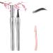 Cooklesa Eyebrow Natural Waterproof Eyebrow Pen with Microfine Tip Two-pronged Eyebrow Pencil Natural Brow Eyebrow Pen (01 Black)