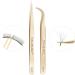Nagaraku Professional Precision Tweezers for Eyelash Extensions - Curved & Straight Gold Stainless Steel (M-01 & M-02) - Buy Online on GoSupps.com