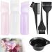 YEAPEAK 3 Pieces Hair Dye Comb Applicator Comb Bottle + Hair Dye Tool Set - 3 Hair Dye Brush Combs + Hair Dye Bowls Basic Tools for Colouring Hair (Purple White Pink)